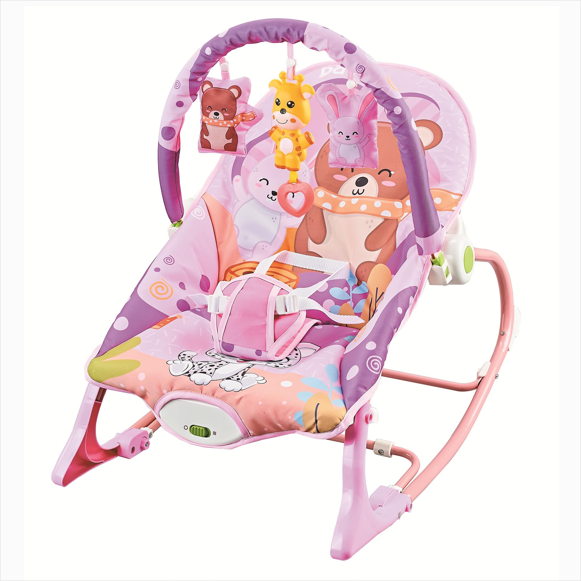 Cadeira de Descanso para Bebê 0-36 Meses até 18kg 2 Posições com Cinto de Segurança (Rosa)