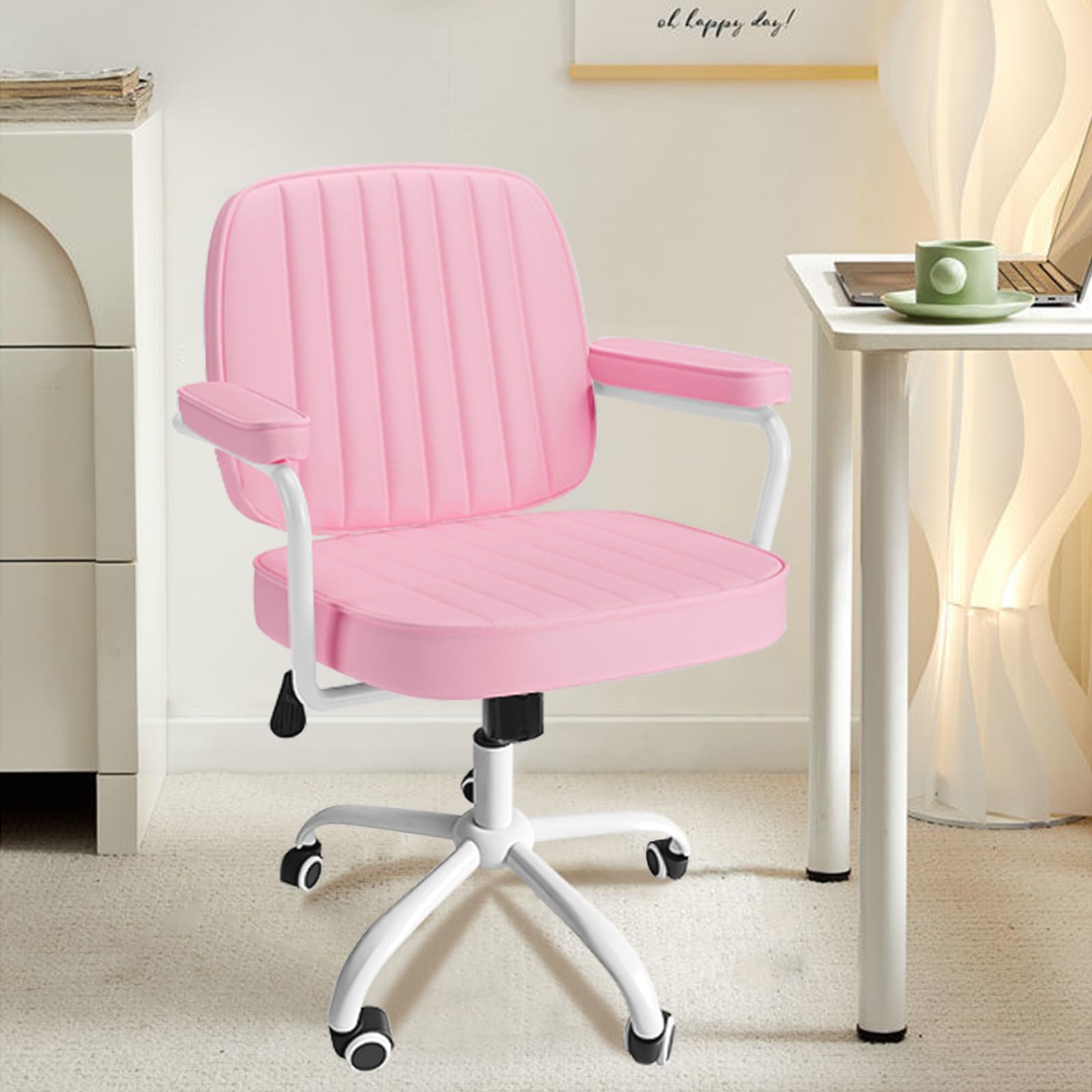 Python Fly Cadeira de Descanso Ajustável com Apoio de Braços, Assento Confortável, Base Giratória com Rodas FU, Disponível em 6 Cores (Rosa)