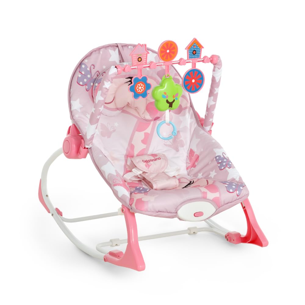 Cadeira de Descanso Musical Galzerano Nina até 18kg Rosa | encosto acolchoado