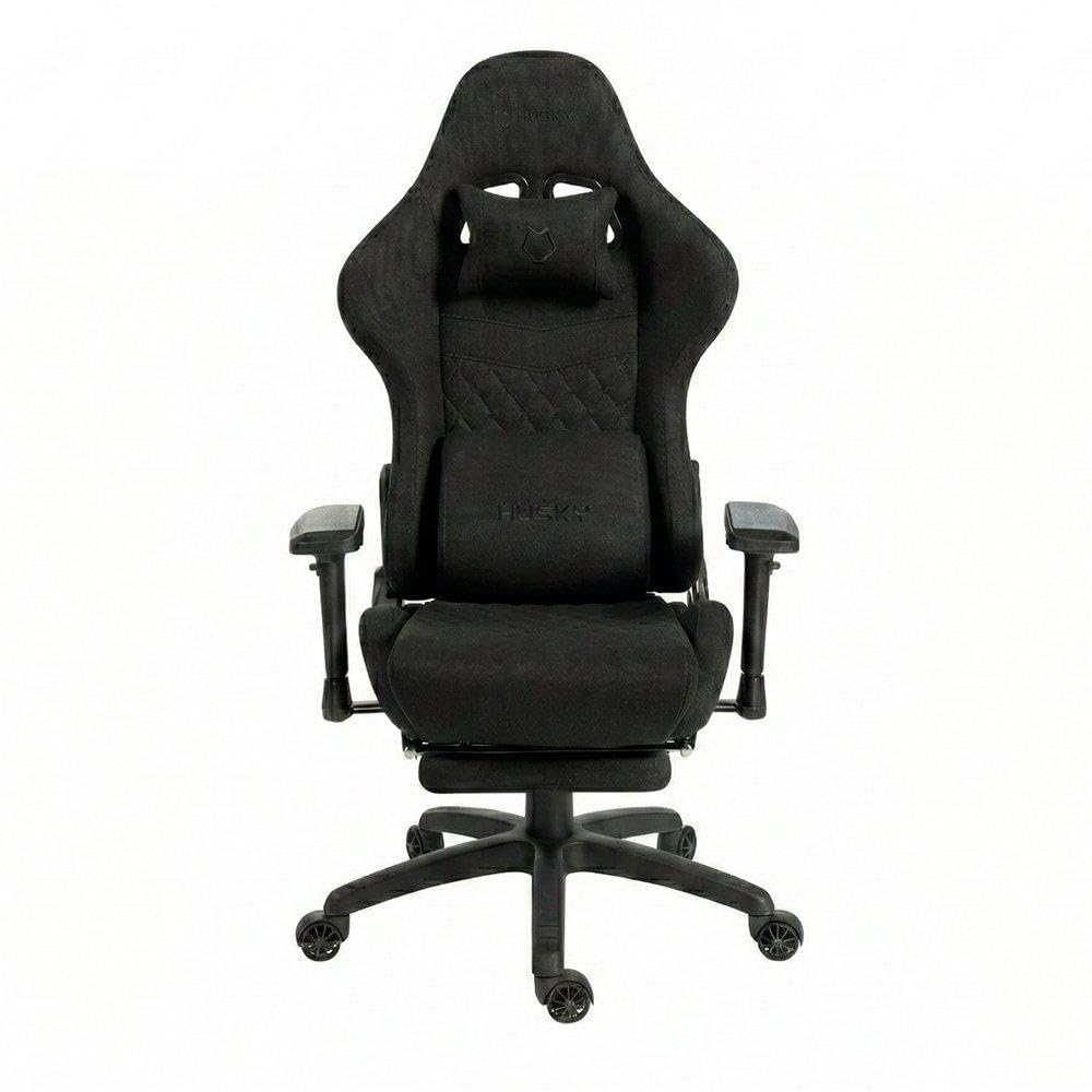 Cadeira Gamer Husky Tempest 4D, Até 145kg, Braços 4D, Almofadas, Reclinável 150º, Tecido, Descanso para Pés, Preta Tecido - HCG700PTT4D