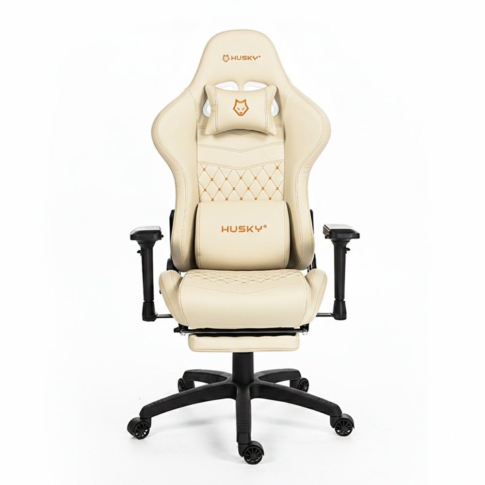 Cadeira Gamer Husky Tempest 4D, Até 145kg, Braços 4D, Almofadas, Reclinável 150º, PU, Descanso para Pés, Branca - HCG700BR4D