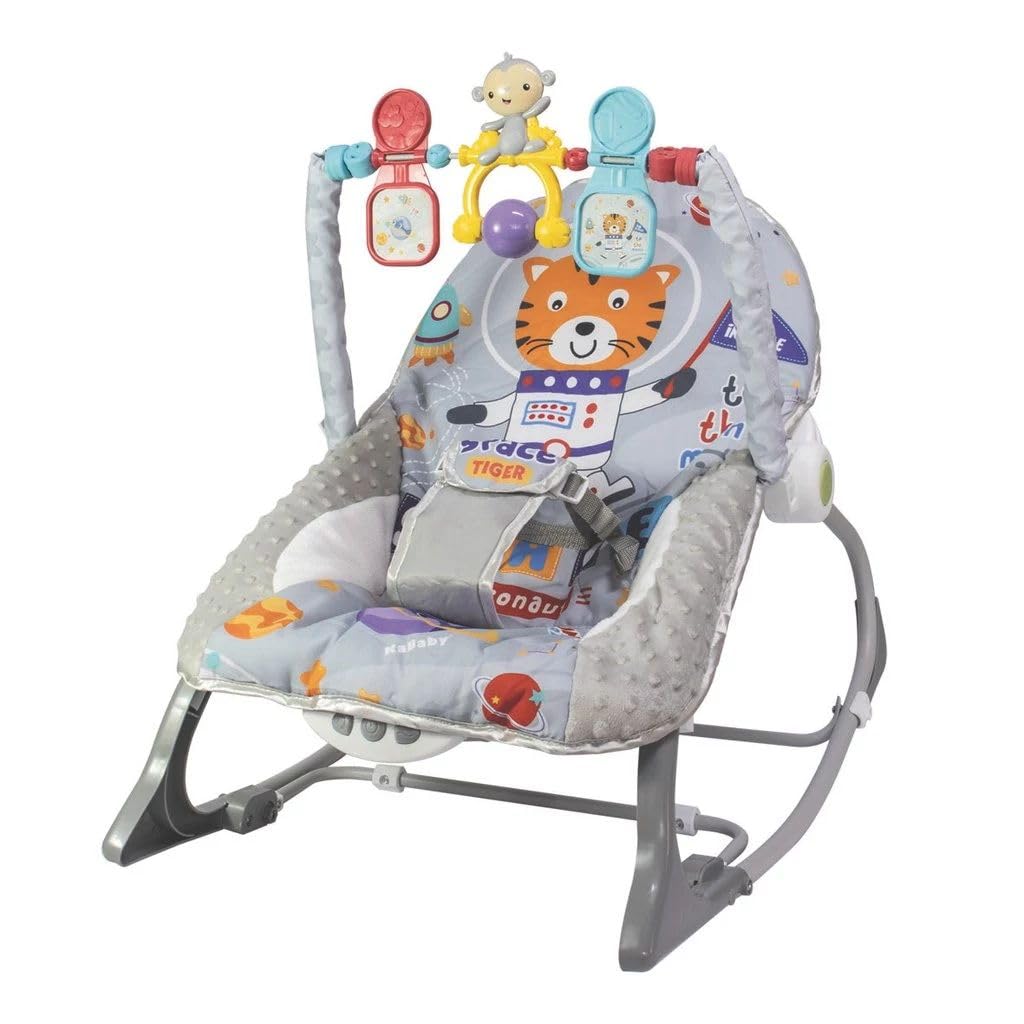 Cadeirinha Descanso Bebe Musical Balanço Com Mobile - Kababy/Cinza