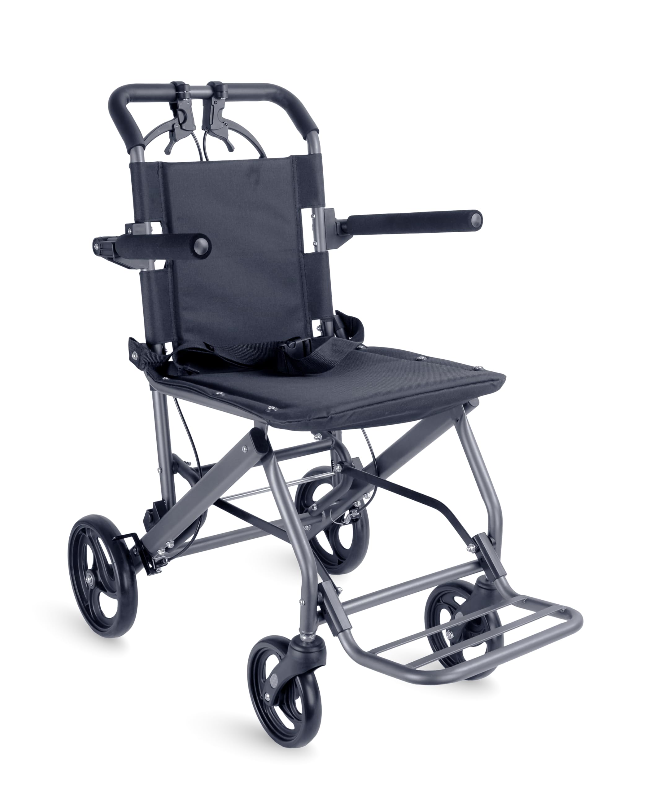 Cadeira De Rodas De Transporte Dobrável Assento 44cm Até 100kg