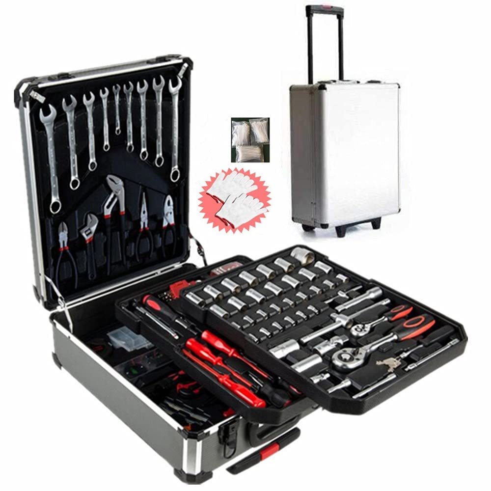 FLZOSPER 799 peças Conjunto de ferramentas robustas com rodas rolantes de alumínio, kit de ferramentas domésticas, conjunto de ferramentas para reparo automotivo caixa de ferramentas e rodas