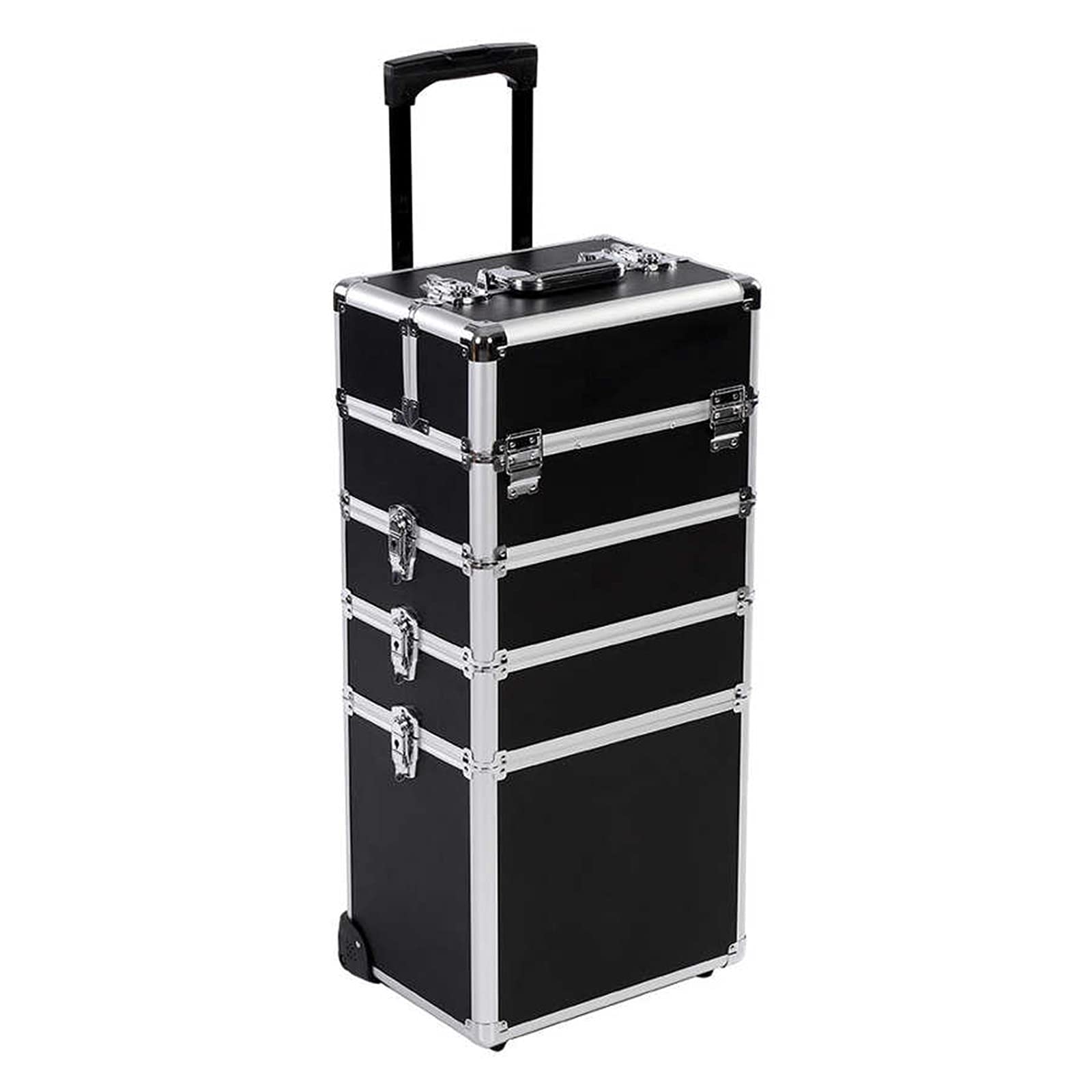 Caixa de ferramentas portátil com rodas, caixa de ferramentas de beleza para viagem, bolsa de transporte, multifuncional, moldura de alumínio, removível, 4 em 1, organizador de ferramentas