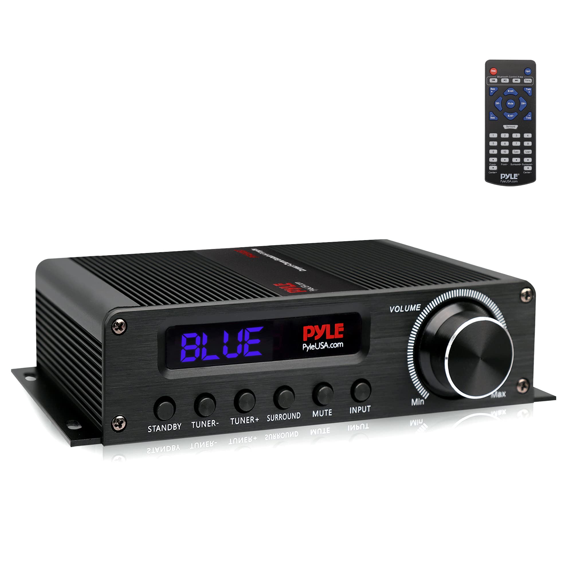 Pyle Amplificador de áudio doméstico Bluetooth sem fio – Receptor estéreo de 100 W 5.1 canais de home theater, som surround com HDMI, AUX, antena FM, entrada de alto-falante subwoofer, adaptador de 12