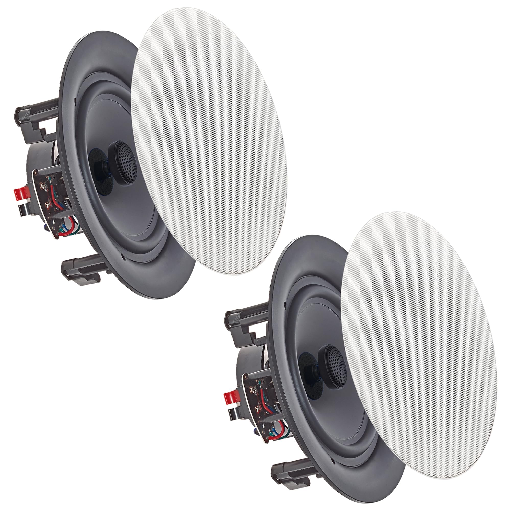 Vaiyer Conjunto de 2 alto-falantes de teto sem moldura de 5,25 polegadas 350 watts (por par) sistema de home theater, alto-falante Woofer de baixo médio bidirecional de montagem embutida na parede -