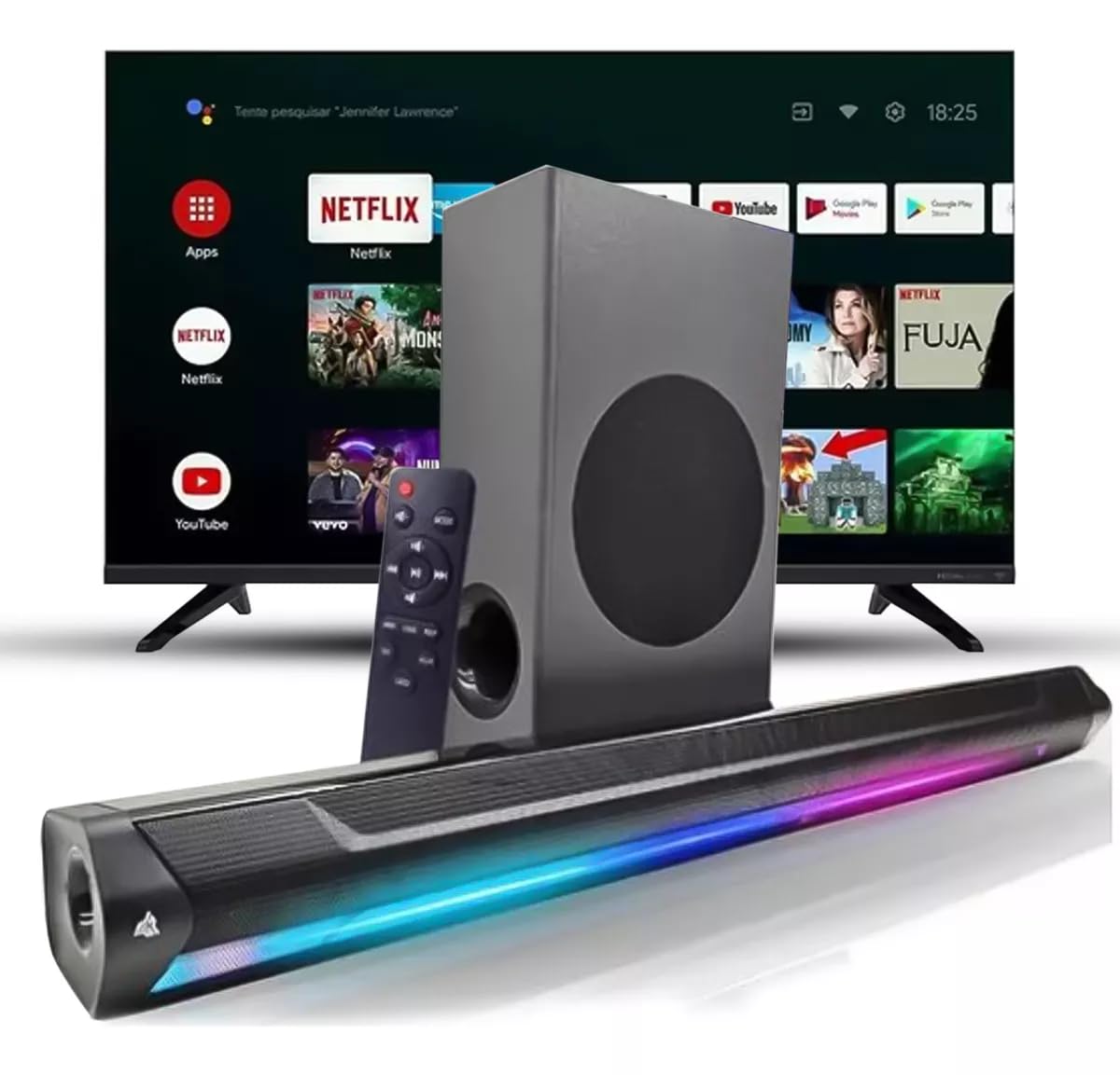 Home Theater Soundbar Para Tv Caixa de Som Com Subwoofer Bluetooth