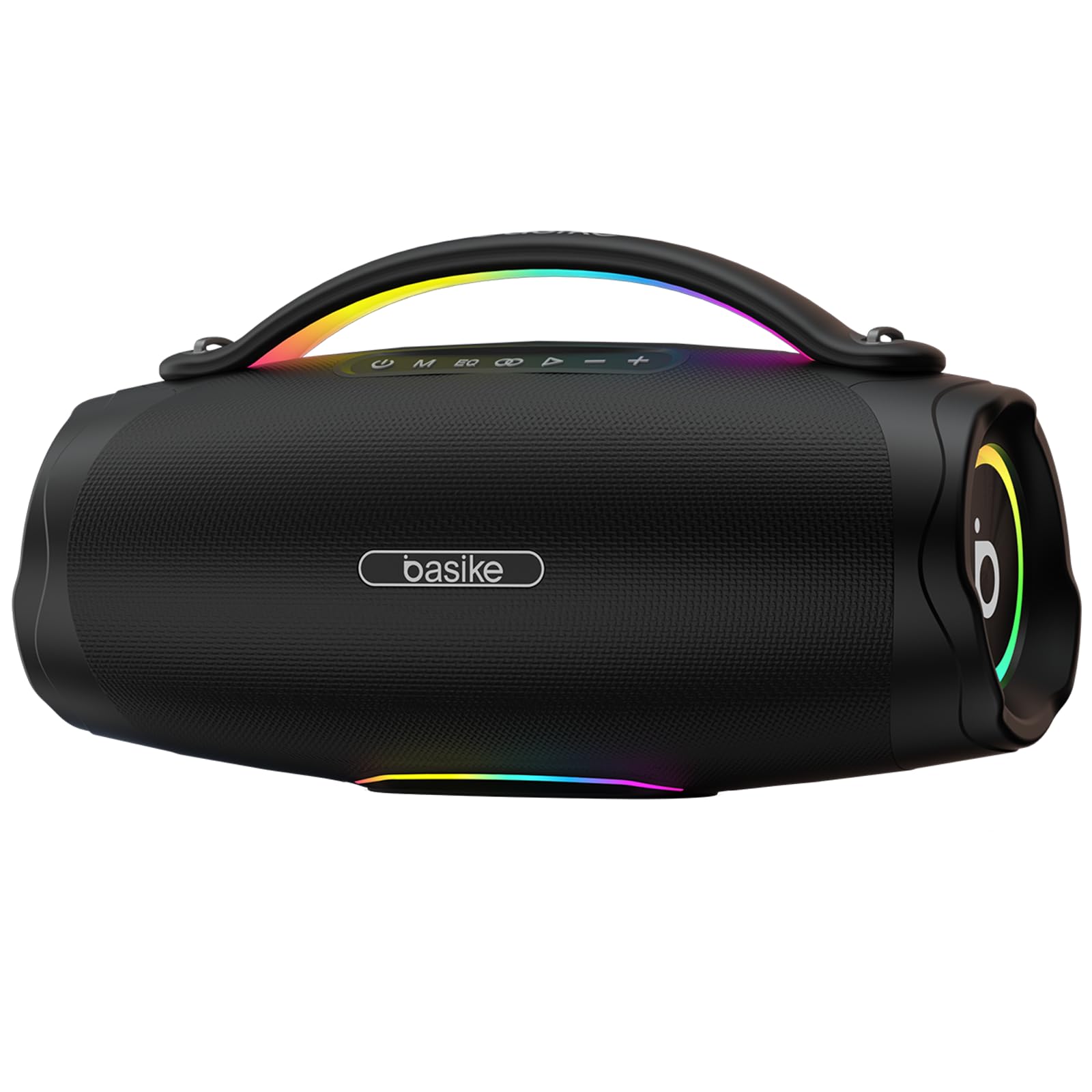 Caixa de Som, Basike Boombox V98(BA-RADIO179), Bluetooth 5.3, 100W | Portátil, IPX6 À Prova D'água e Resistente À Poeira, Luz RGB, Sound Surround, Tecnologia TWS, Áudio Lossless, EQ/USB/TF/AUX