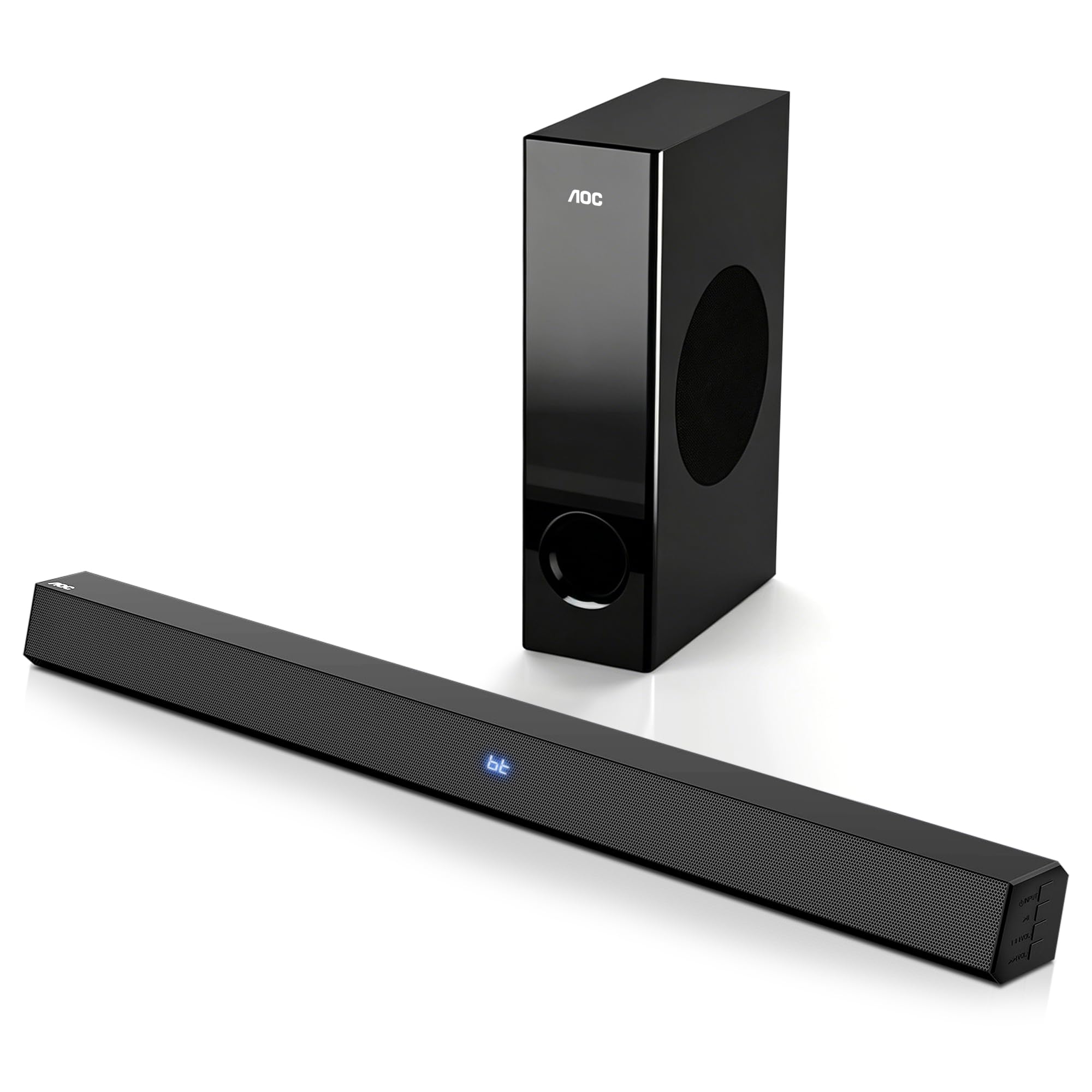 AOC ACS3410 Soundbar 2.1 Canais Home Theater - 3D Surround 360°, 85W, Subwoofer Incluso + Controle Remoto, Bluetooth+HDMI, Compatível com Diversos Dispositivos