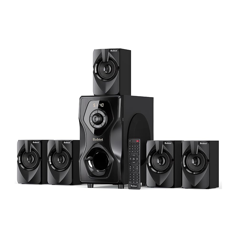 Sistema de Home Theater Bobtot B48S 5.1 Canais com Suporte Dolby Atmos, 700W de Potência, Subwoofer de 5,25 Polegadas, Bluetooth 5.0, Som Surround Imersivo para TV e Games com Controle Remoto 110V