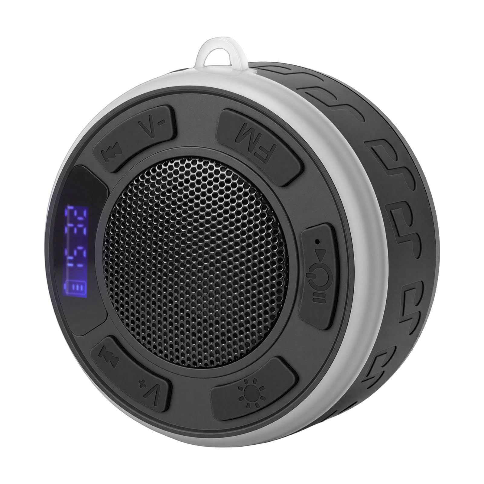 Naroote Alto-falante de Chuveiro Bluetooth Com Ventosa, Relógio LED Com Luzes RGB Alto-falante Portátil, Dispositivo de Com Som Surround 360 Com Bluetooth 5.1, Ideal para Banheiro e Exterior