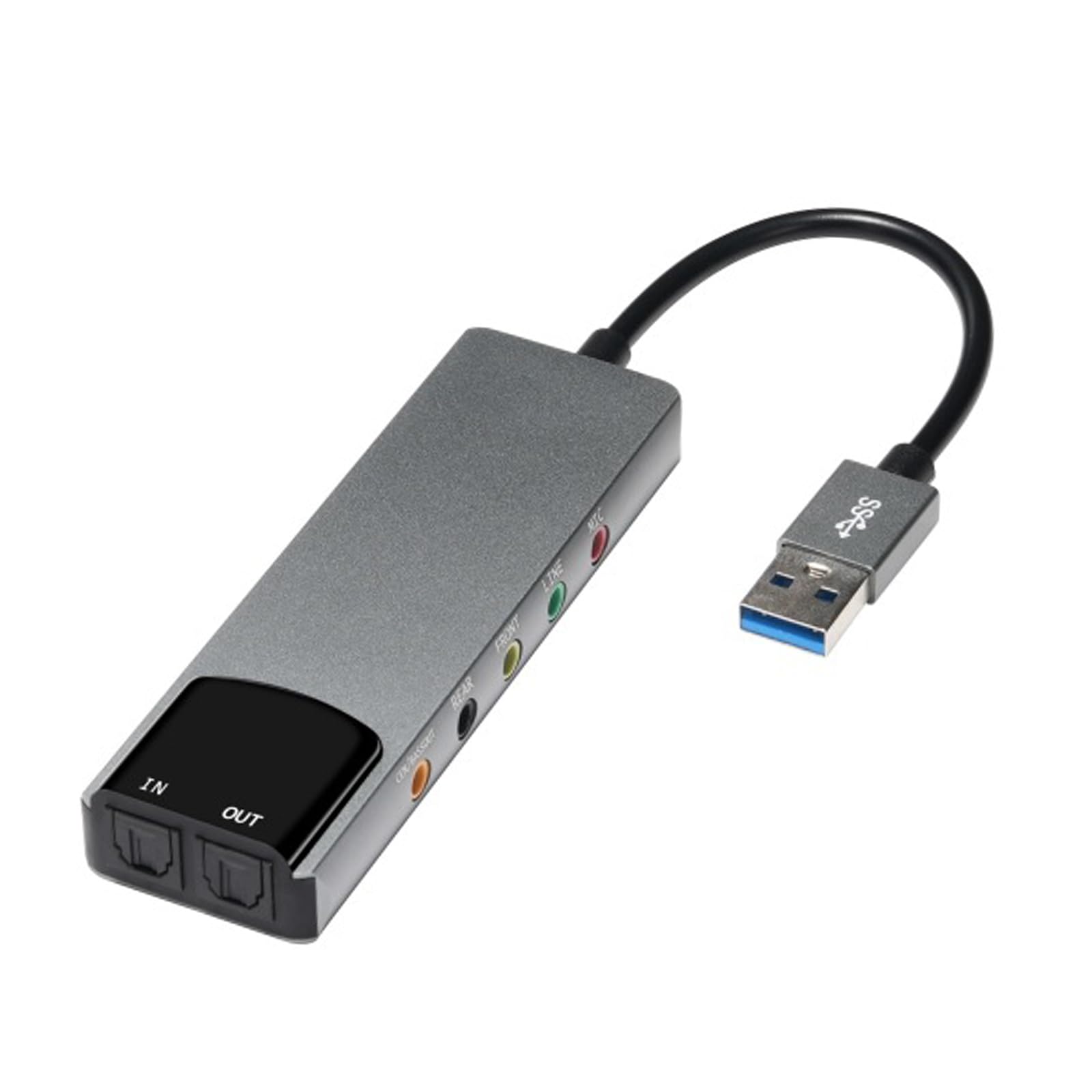 Placa de som externa USB com som digital SPDIF para sistemas surround 5.1, corpo de alumínio, cartão externo USB