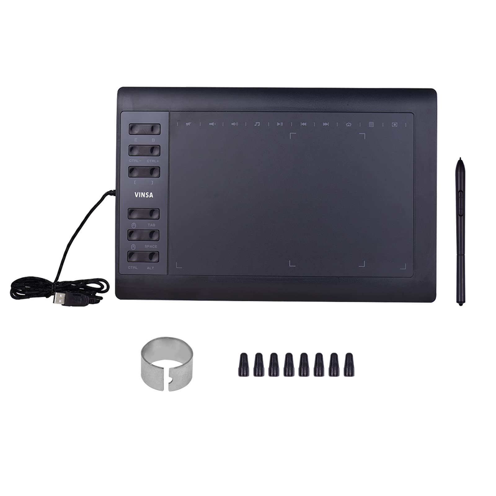LUGU Tablet profissional de desenho gráfico de 10x6 polegadas 12 teclas expressas com 8192 níveis C a sem bateria/pontas de 8pcs / suporte pa clipe de c a Conexão PC/Laptop Compatível com