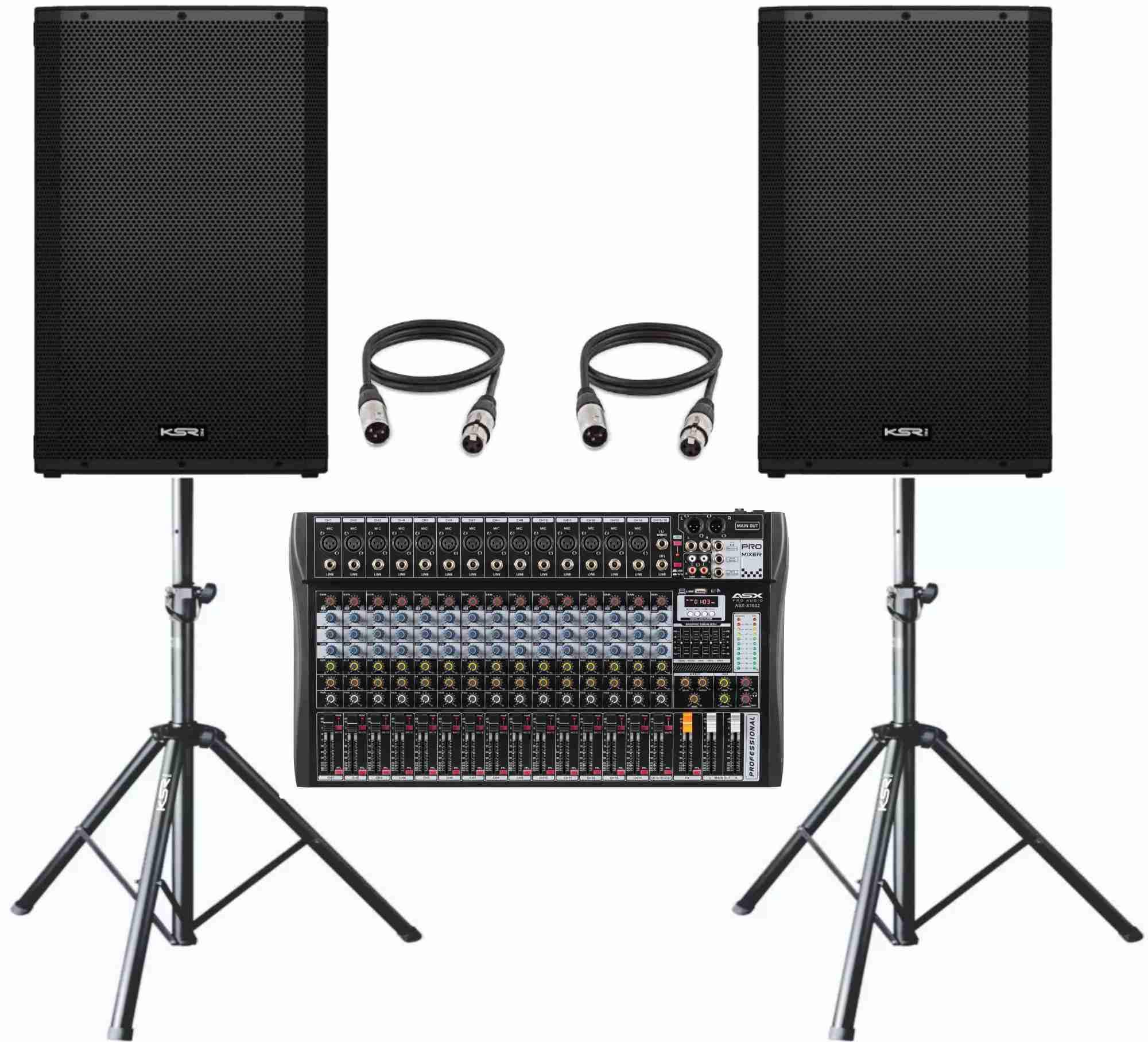 Kit Som Caixa Ativa 15 Ksr K1 + Mesa 16 + Tripe + Cabo 5m