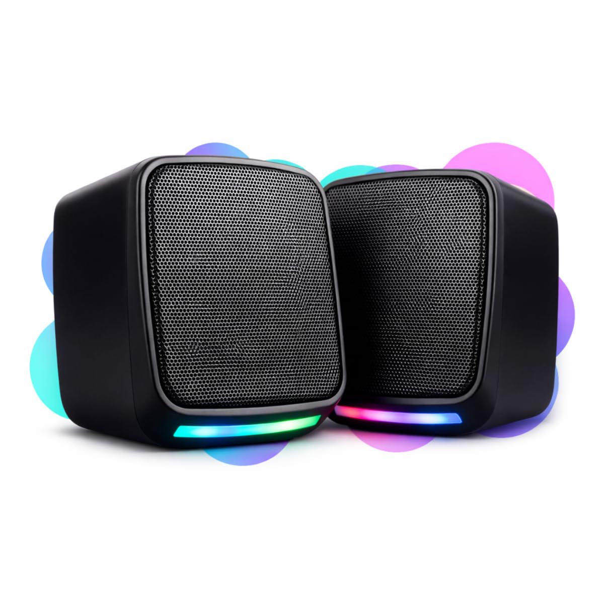 Caixa de Som para PC Gamer, Iluminação LED RGB, Som Estéreo, Conexão USB e P2, Controle de Volume, Plug and Play, para Notebook, TV e Home Office — Qualidade Premium Loreal Shop
