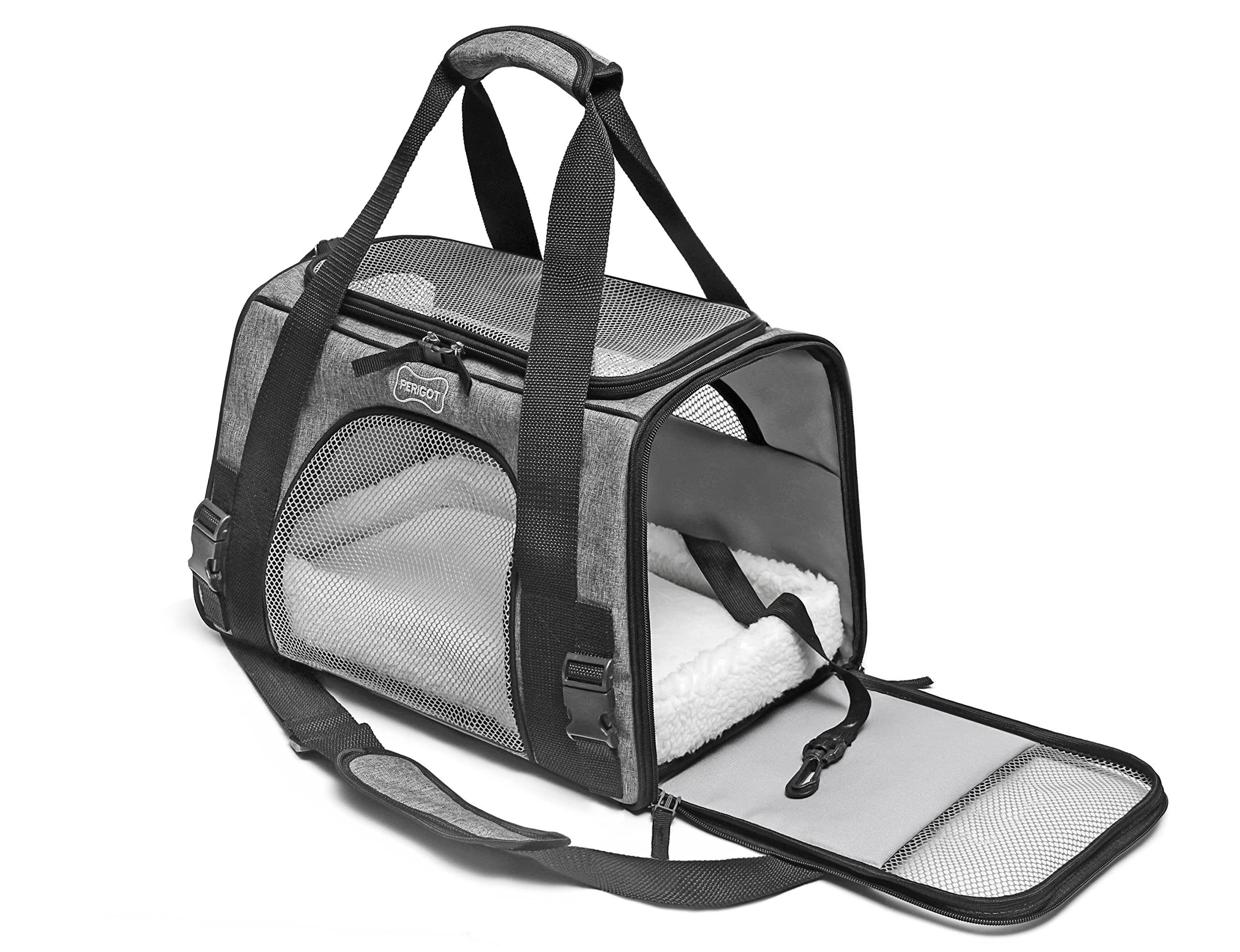 Bolsa de Transporte Pet 43x25x28cm Passeios Viagem Cabine de Avião Carro para Cães Gatos Animais de estimação Cachorros Perigot