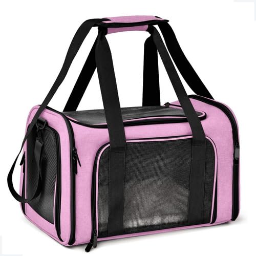 Bolsa Transporte Cachorro Gato Pet Ventilação em 4 lados 44 * 32 * 30 cm Bolsa Transporte Pet de até 10kg Avião com Zíper liso Portátil + Bolsa de Mão