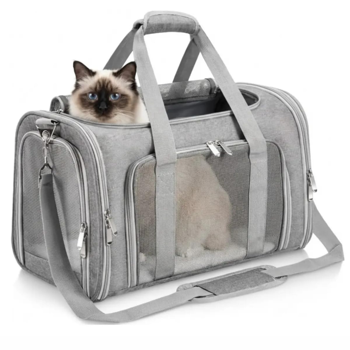 Bolsa Transporte Pet Avião ANAC Dobrável Cães Gatos Cabine 28x28x43cm Confortável Respirável Segura - Tomóvi