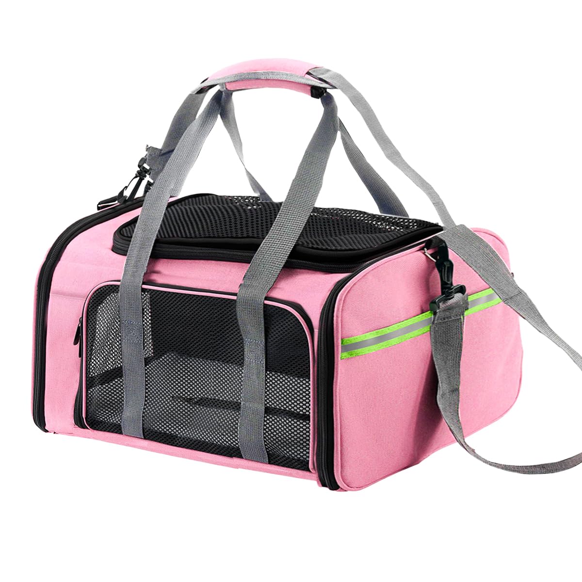 Python Fly Bolsa de Transporte para Pets com Ventilação em Quatro Lados – Ideal para Viagens de Avião com LATAM – 34 * 34 * 23,5 cm (Cor Rosa)