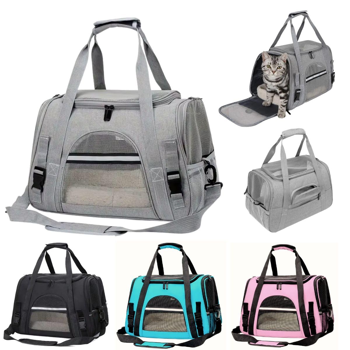 Bolsa Pet Transporte Viagem Avião Para Cães Gatos Luxo (azull)