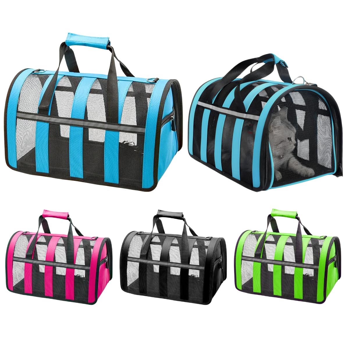 Bolsa Pet Transporte Média Viagem Mala Avião Para Cães Gatos (pretoo)