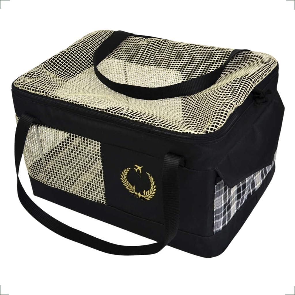 Bolsa Transporte Aéreo para Pets até 7kg, Bolsa para Cachorro e Gato para Avião, Caixa de Transporte Dobrável com Ventilação e Guia Interna de Segurança(Latam Linhas Aéreas - Preto)