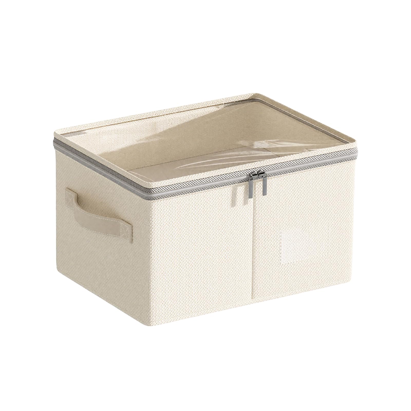 Caixa Organizadora 24L com Zíper e Tampa de PVC - Organizador para Roupas, Sapatos e Brinquedos