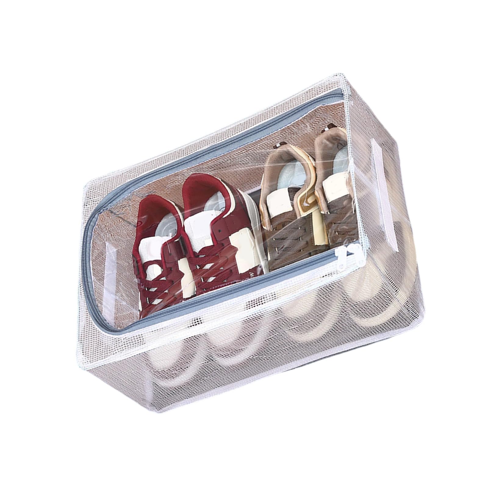 Recipiente dobrável transparente para sapatos, materiais de PVC resistentes e estrutura de metal, caixa de armazenamento de sapatos compacta para organização doméstica à prova d'água caixa de