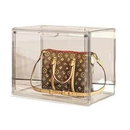1/2/4/6 Caixa Organizadora de Acrílico Grande Transparente com Tampa para Sapato, Tênis e Bolsa (KIT1 Caixa para bolsas)