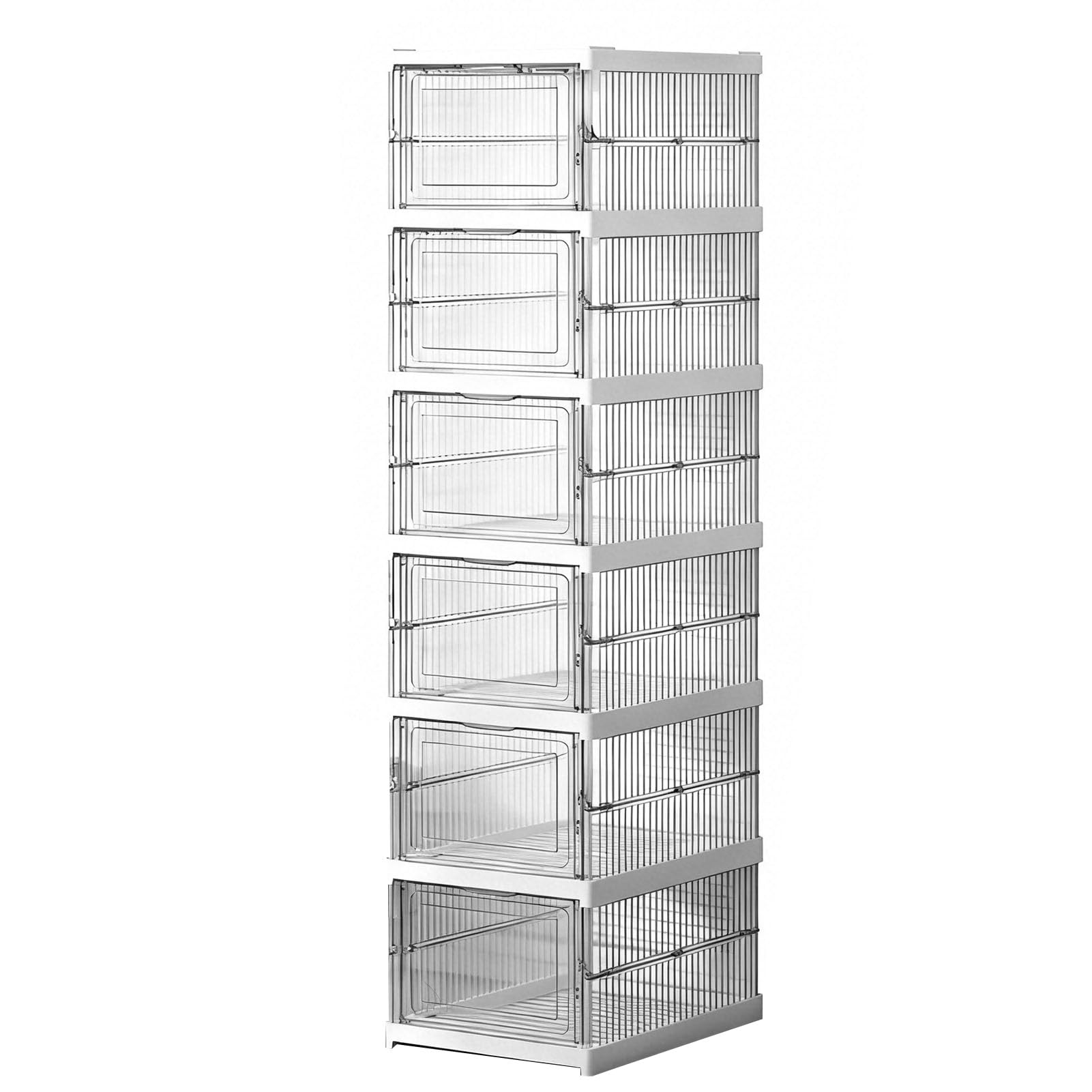 : TOP RIO Tipo de Caixa de sapato de plástico, caixa organizadora de sapatos dobrável e empilhável transparente para tênis, botas de salto, recipiente de armazenamento de sapatos de plástico rígido com porta