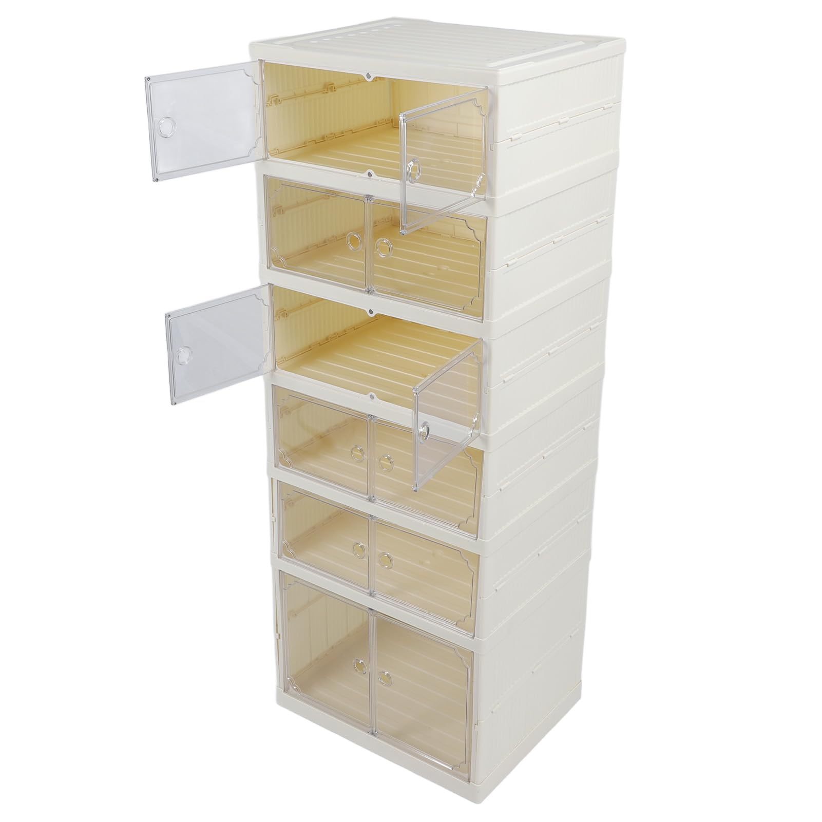 Estink Caixas de Sapatos Dobráveis, Recipiente de Sapatos Empilhável ABS PP PET Com Tampas Magnéticas Transparentes, Rack de Dobrável de Fileira Dupla à Prova de Poeira para Quarto de Entrada de (1