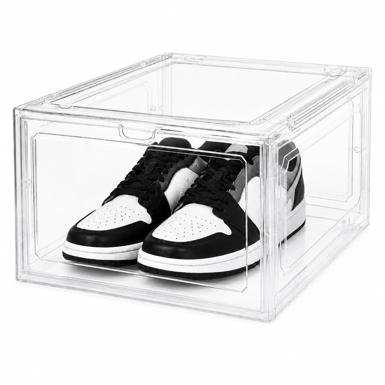 Caixas organizadoras de armazenamento de sapatos de plástico rígido | Carga pesada de até 36 kg, porta magnética de acrílico, empilhável, fácil de montar, livre de poeira, para armário, entrada