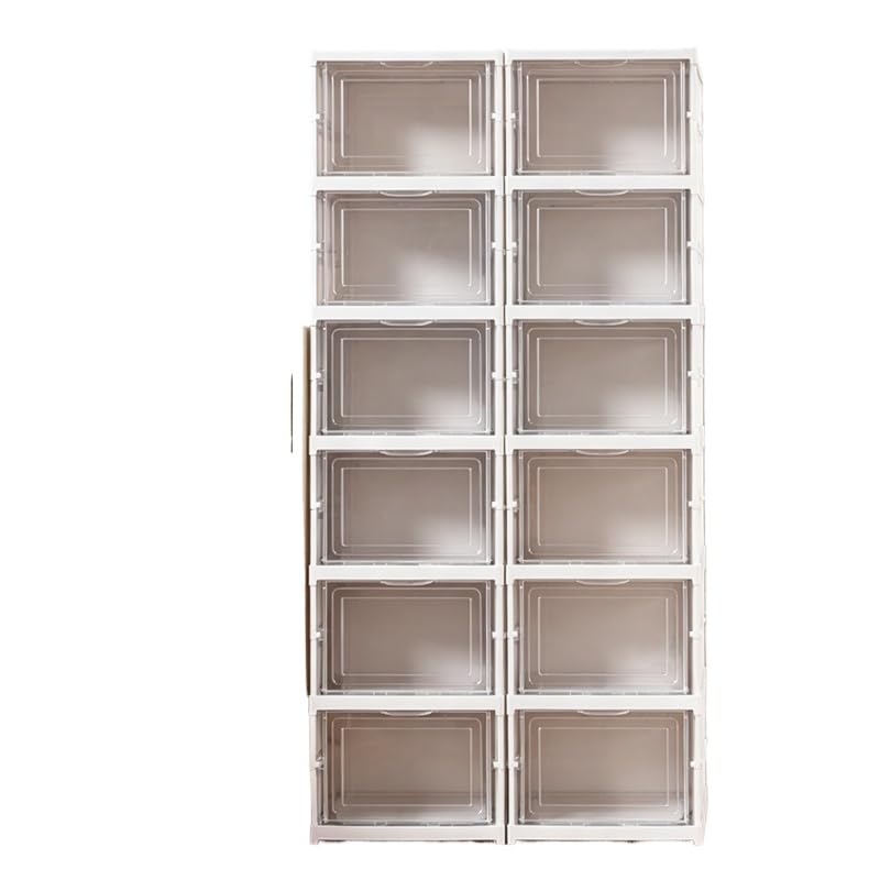 Caixa de Sapatos Dobrável Transparente Empilhável Organizador de Calçados | Tampa transparente facilita a visualização dos calçados, ajudando a encontrar rapidamente o par desejado sem abrir a caixa