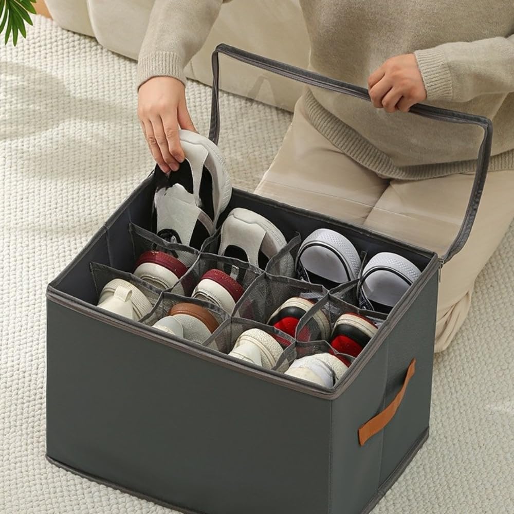 Caixa Organizador Sapatos 6 Pares Dobravel Ziper Tampa(Cinza 1 Uni) |