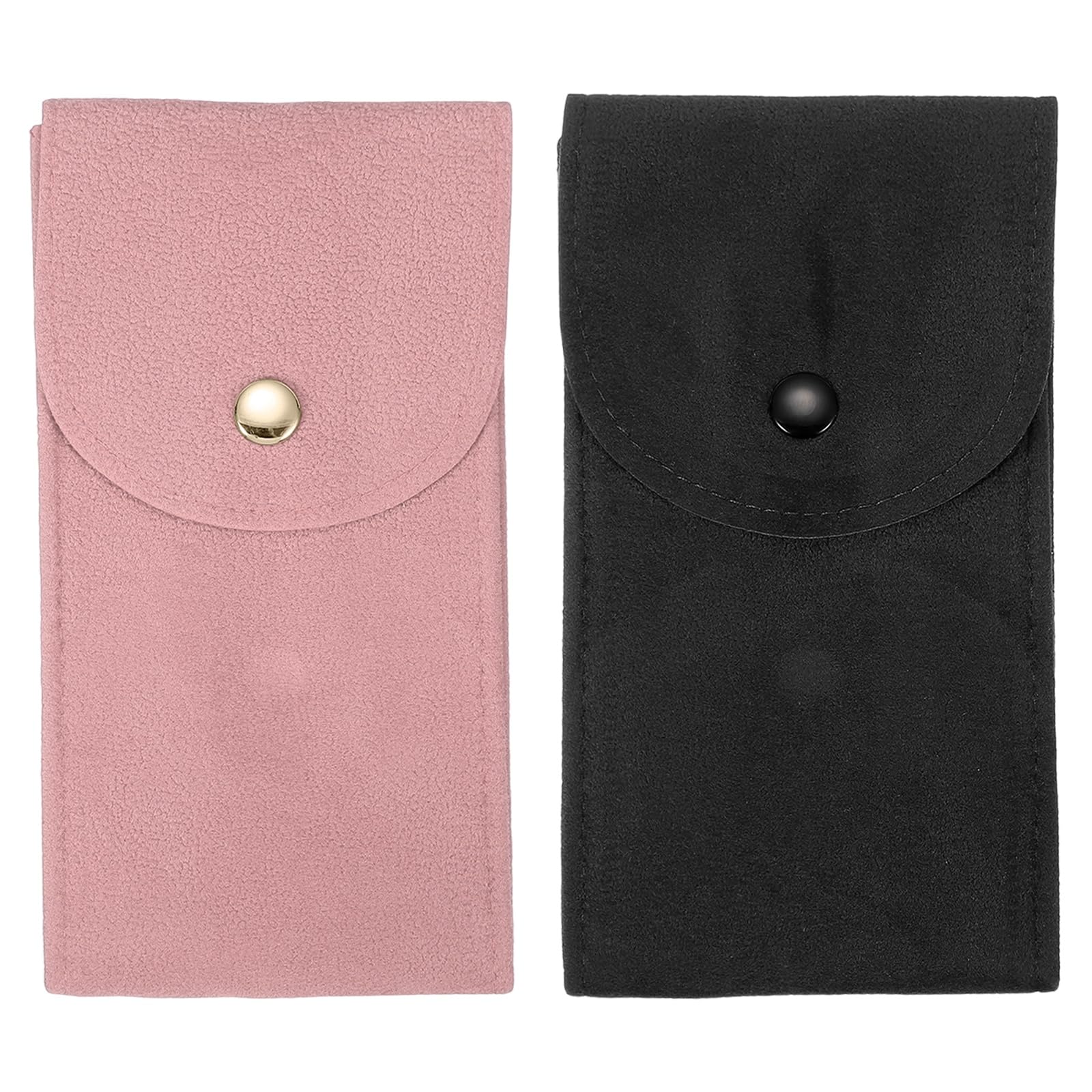 Bolsa de relógio de veludo, 2 peças, estojo de viagem portátil de 12 x 7 cm, bolsa de armazenamento de joias, bolsa de armazenamento de relógio único para homens e mulheres com botão de pressão para