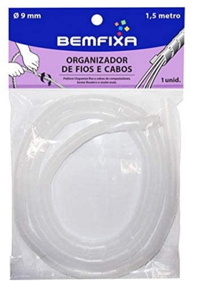 BemFixa Organizador De Fios E Cabos Natural, 9 mm