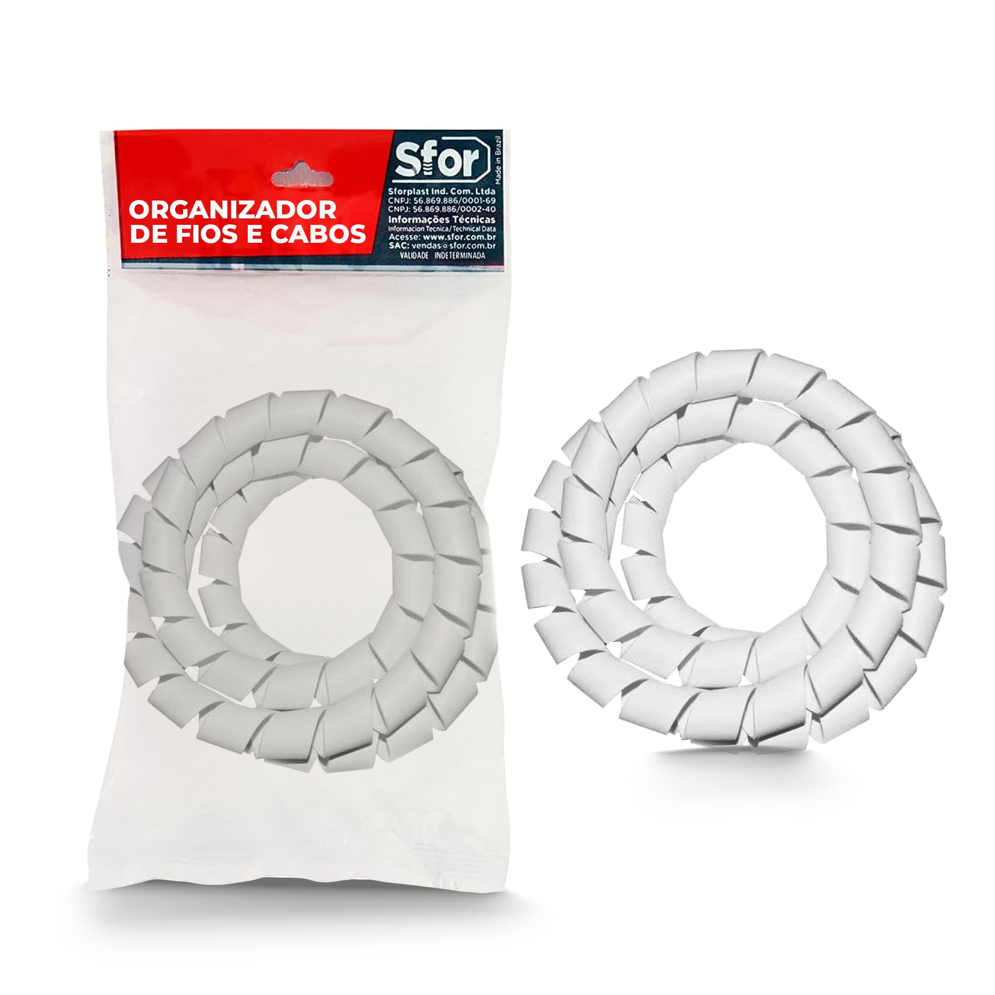 Sforplast Sfor | Organizador De Fios E Cabos | Agrupar Cabos E Organizar Ambientes (16Mm X 1 5M Branco)
