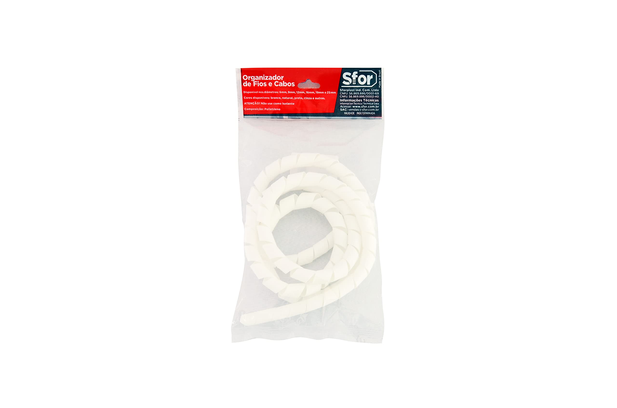 Sforplast Sfor | Organizador De Fios E Cabos | Agrupar Cabos E Organizar Ambientes (12Mm X 1 5M Branco)