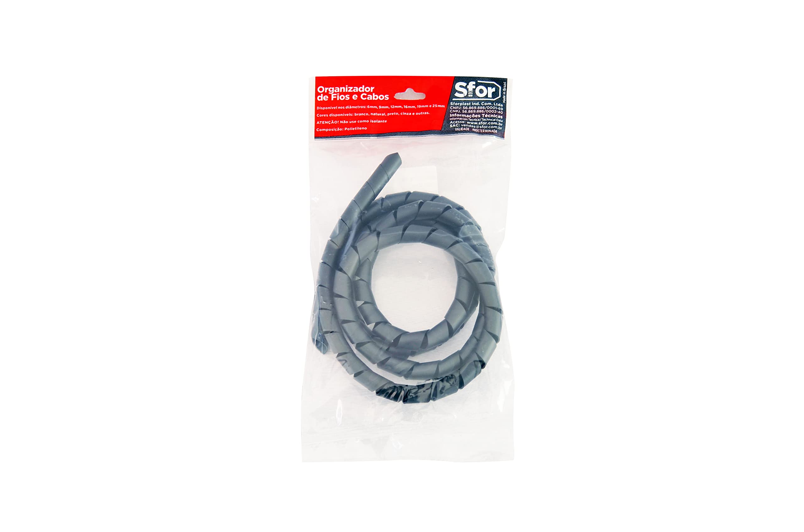 Sforplast Sfor | Organizador De Fios E Cabos | Agrupar Cabos E Organizar Ambientes (12Mm X 1 5M Preto)