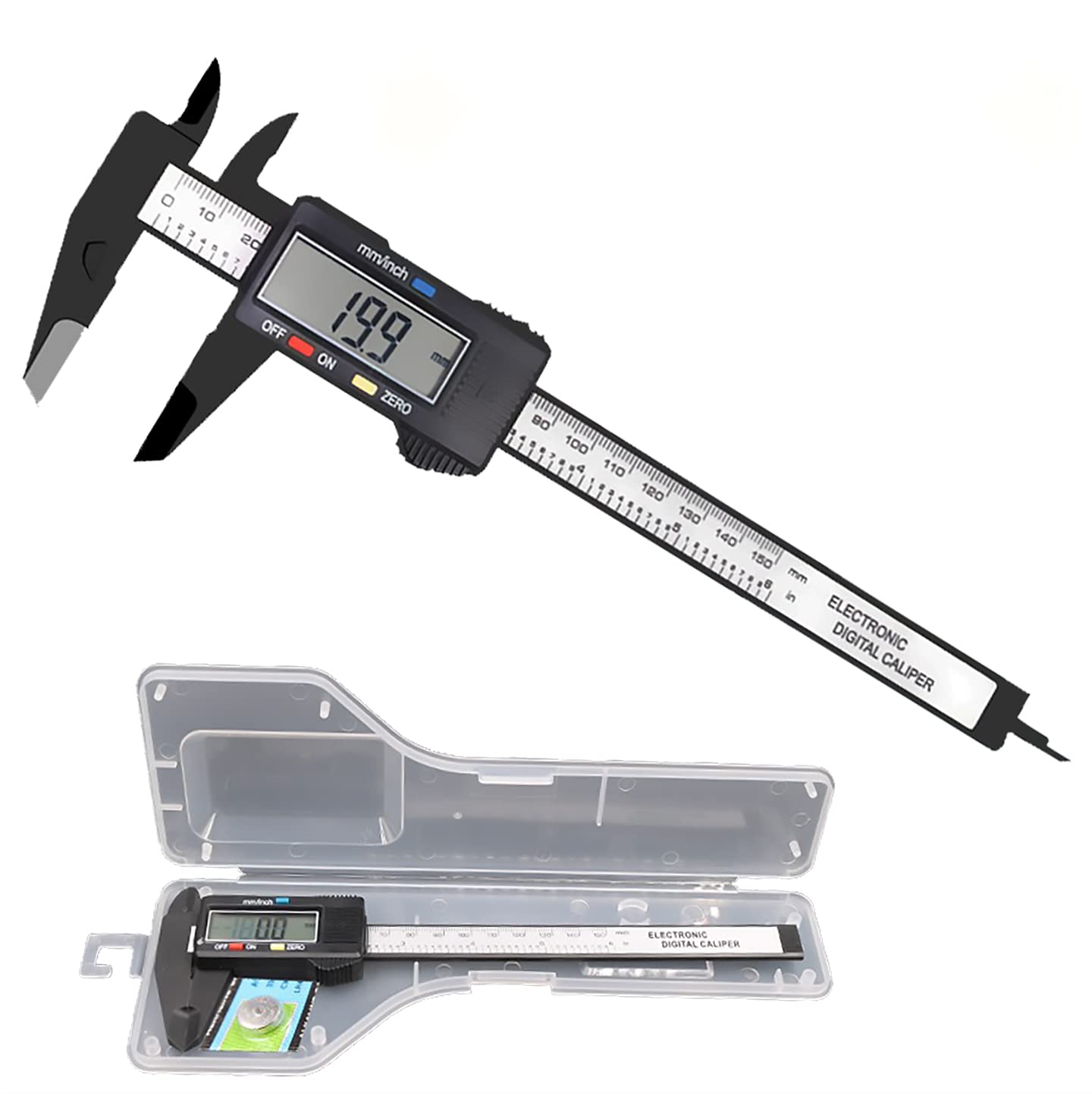 calibrador digital eletrônico, LCD | conversão de 0 a 150 mm, função de desligamento automático, prata/preto, muito adequado para casa/joia/medição "faça você mesmo", etc