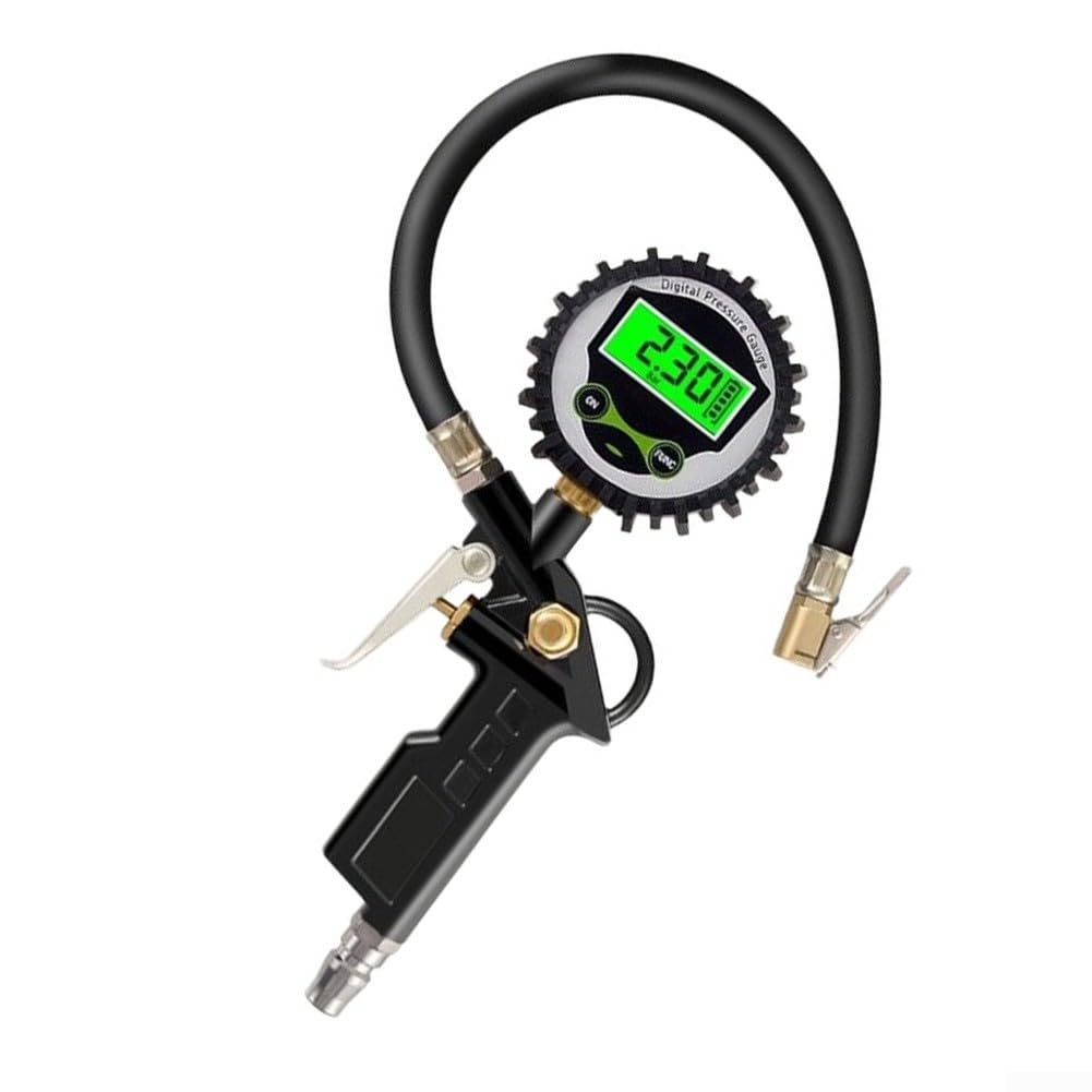 Medidor de Pressão Digital para Pneus 0-200 PSI com Mangueira Flexível e Luz LCD - Calibrador Carro durante moto