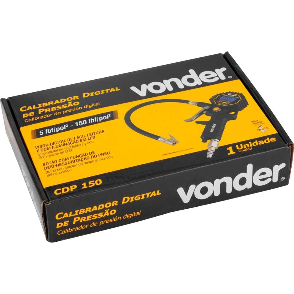 Calibrador digital de pressão CDP 150 Vonder | Em aço | Uso automotivo