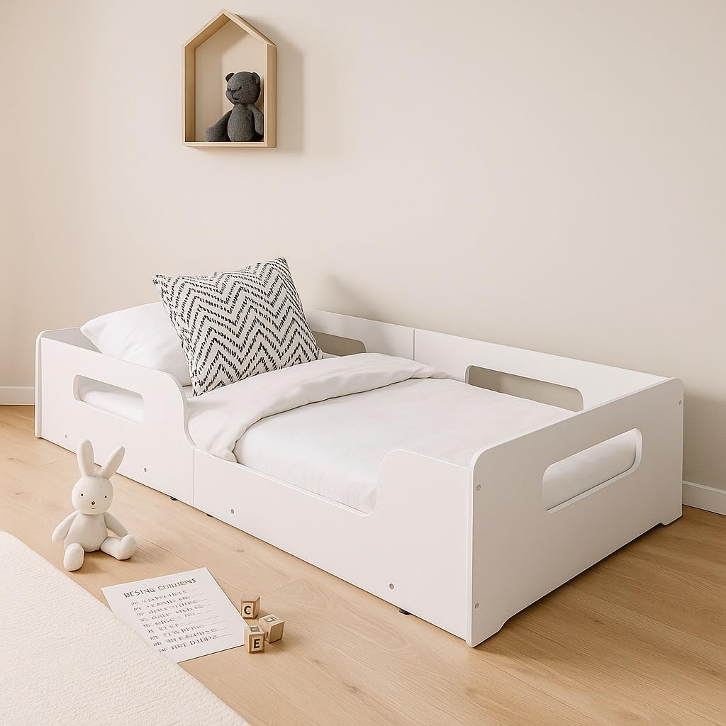 Mega Estofados Cama P/Crianças Solteiro Montessoriana Princesa 100% Mdf P/Colchão 188x88 Cm -Branco
