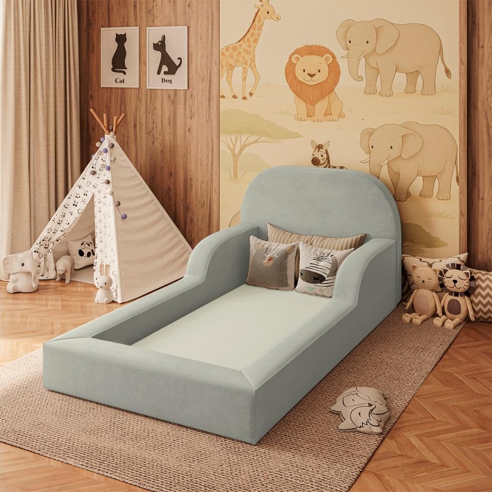 B Balaqui Decor Cama Colchão Montessoriana Infantil Proteção Lateral Balaqui Cor:cinza Claro