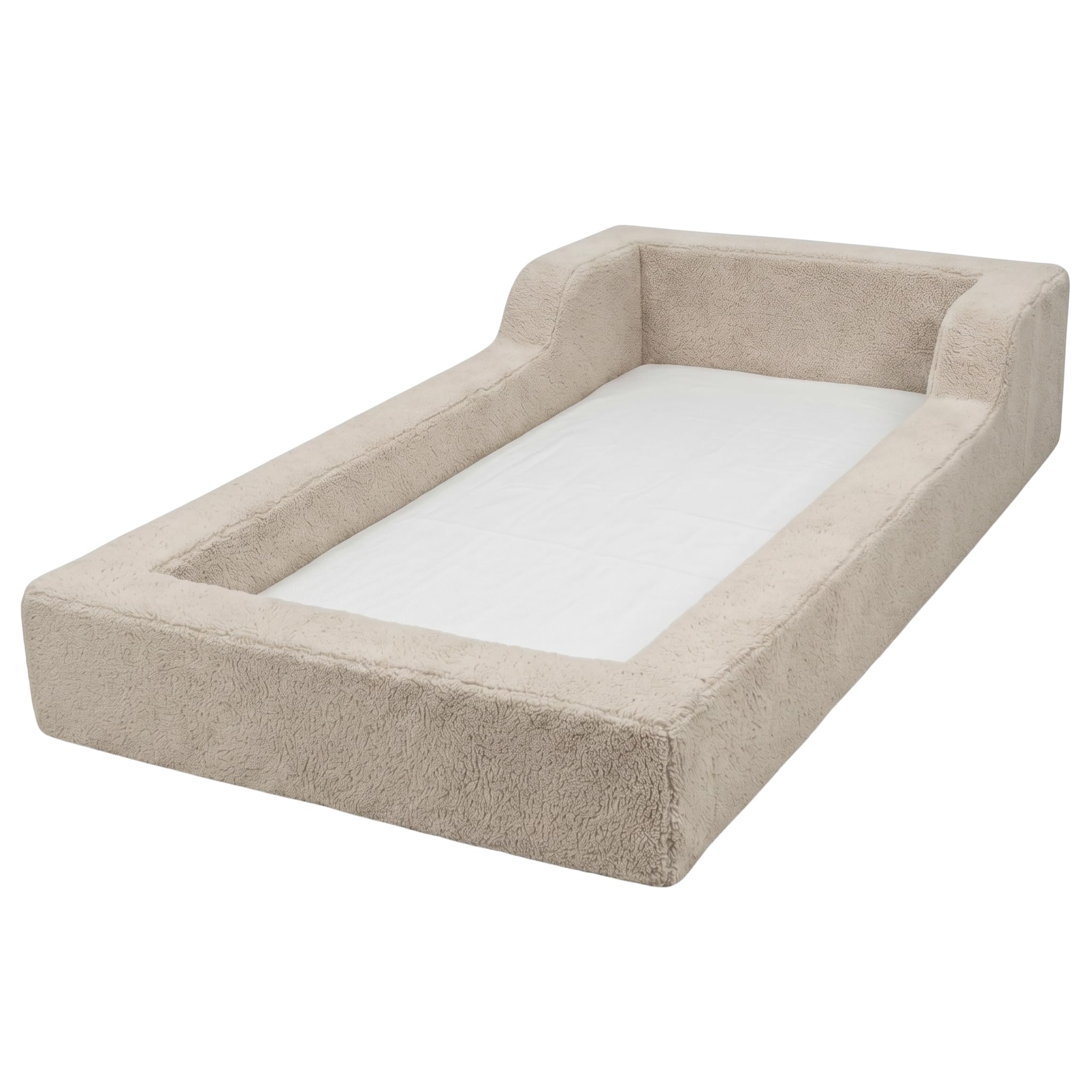 Durmae Cama Infantil Montessoriana Bege 100% Espuma, com Colchão Embutido 0,88 x 1,88 Altura de 40 cm
