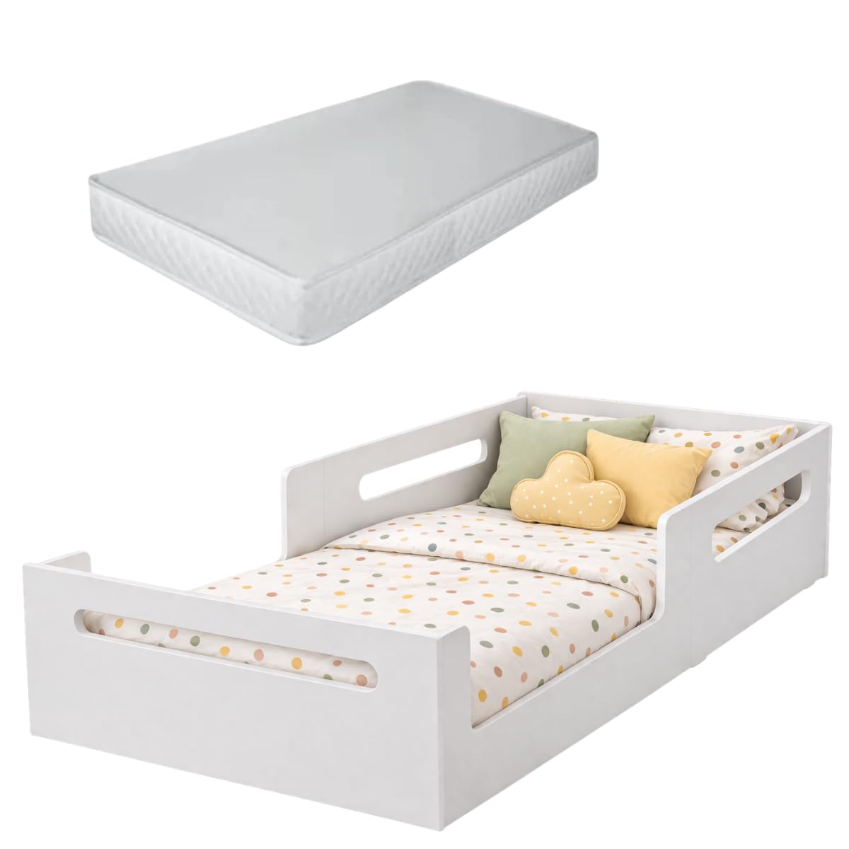 Gentil Moveis Cama Infantil Montessoriana Para Quarto De Criança Em Mdf Com Proteção Lateral e Colchão