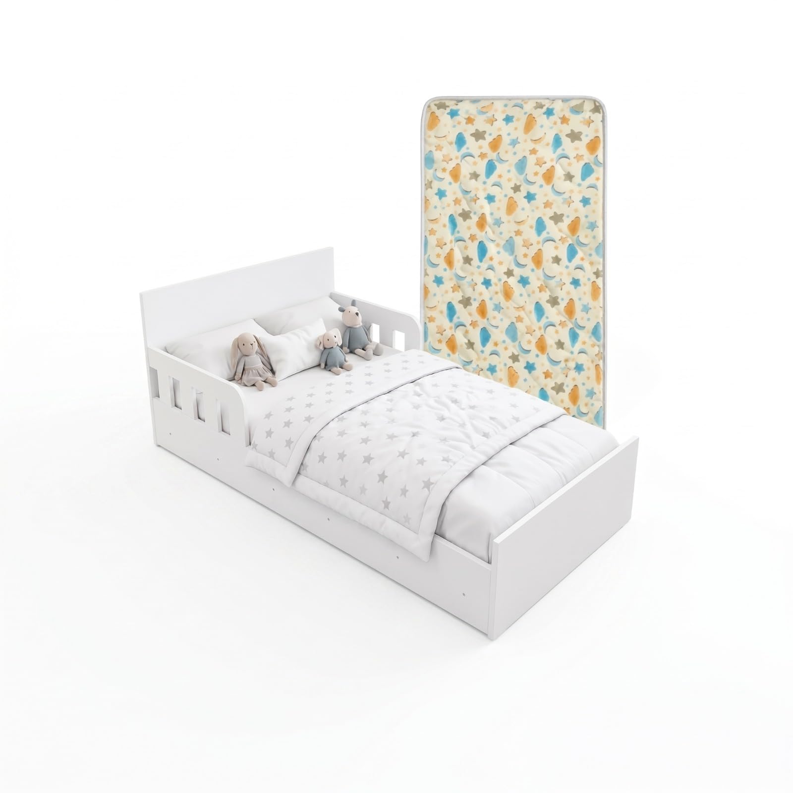 Lojas Comprou Chegou Mini Cama Montessoriana Menina/Menino com Colchão Juvenil Lua | Para Crianças, Inclui Colchão, Unissex