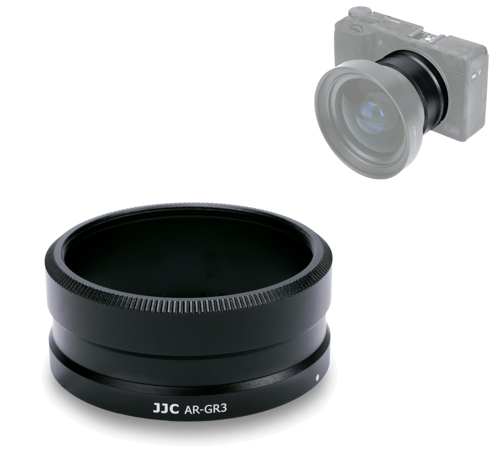 JJC O adaptador de filtro de lente AR-GR3 substitui a câmera digital Ricoh GA-1 para Ricoh GR III GR III HDF GR3 GR3 HDF com lente de conversão ampla GW-4 ou filtro de 49 mm