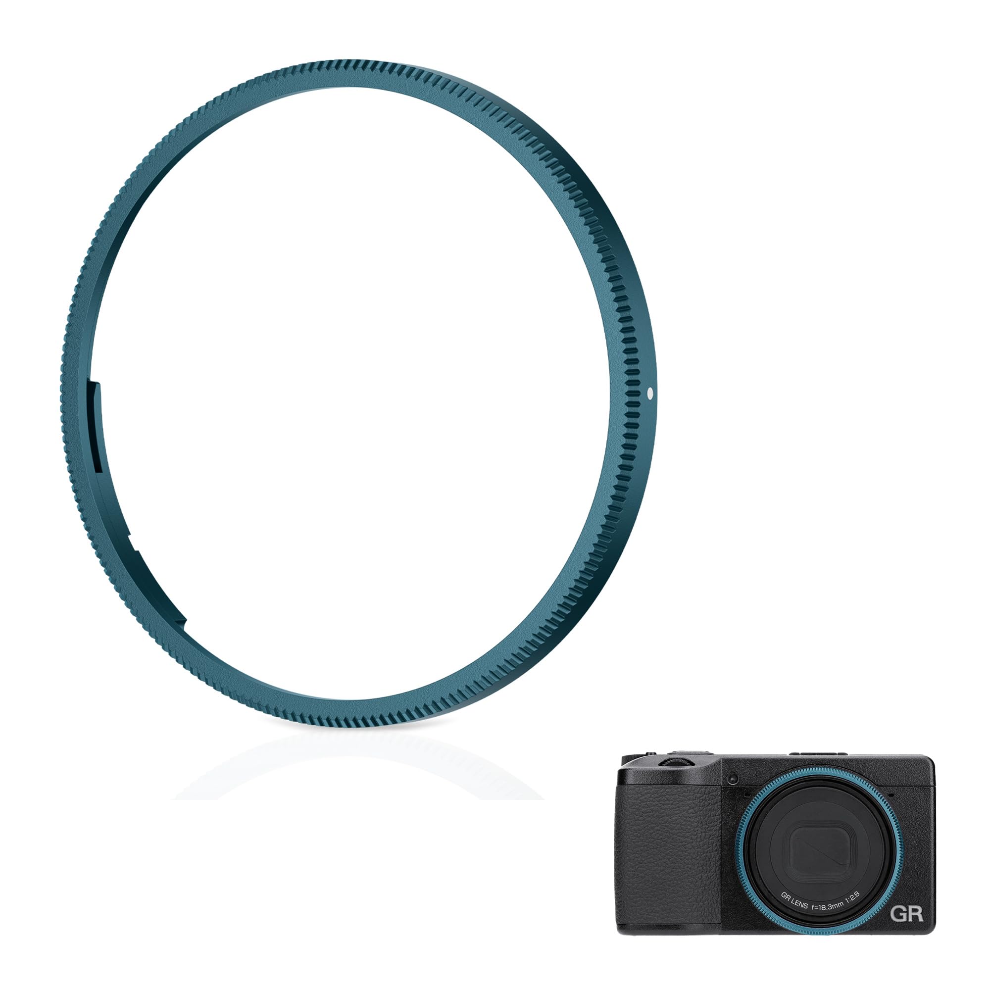 JJC Tampa de anel de decoração de lente de metal para câmera digital Ricoh GR IV GRIV GR4, acessórios de lente para GR 4 substitui a tampa do anel Ricoh GN-3 - azul